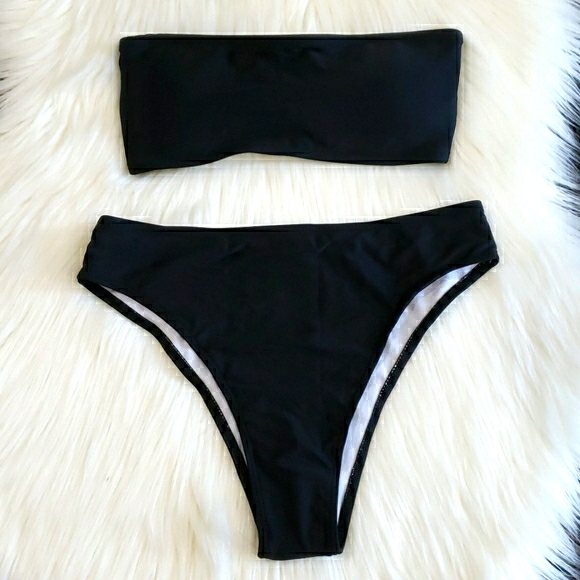 New Lace-up Back Bandeau Highwaisted Bikini Set - Picture 6 of 11